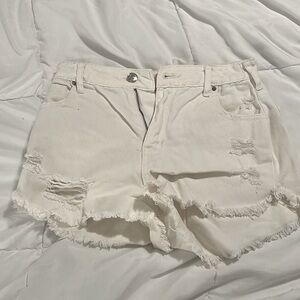 Pacsun - White ripped denim booty shorts